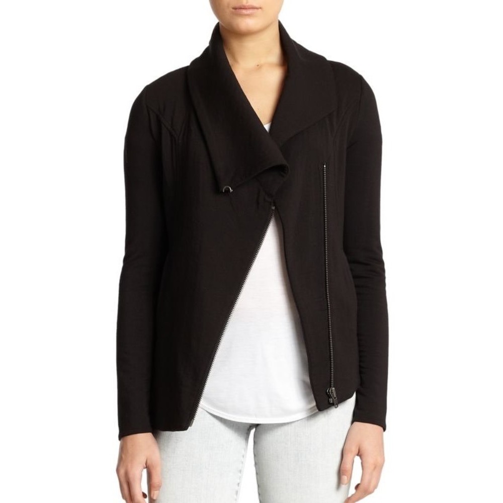 Helmut Lang Villous Asymmetrical‎ Stretch Knit Jacket Black Womens Size S